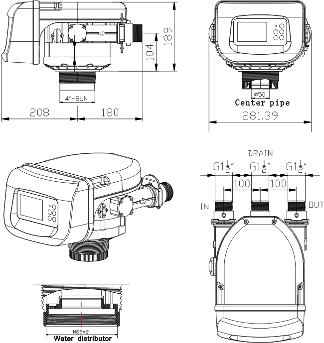 GL10-1T control valve dimensions